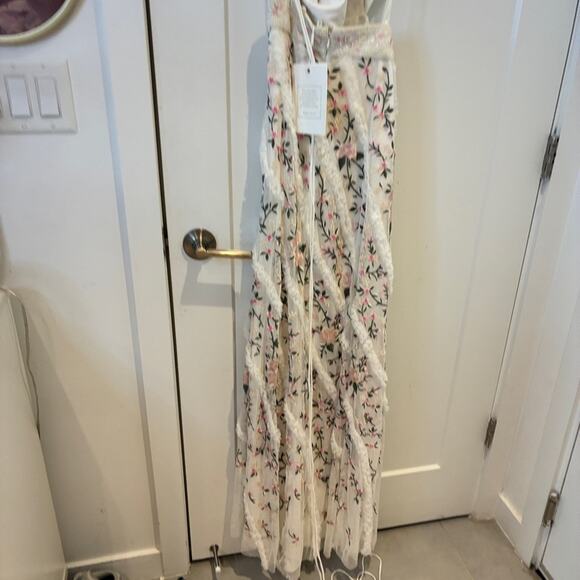 NWT Mac Duggal Cream Floral Embroidered One Shoulder Maxi Dress Sz 8 - Picture 8 of 13